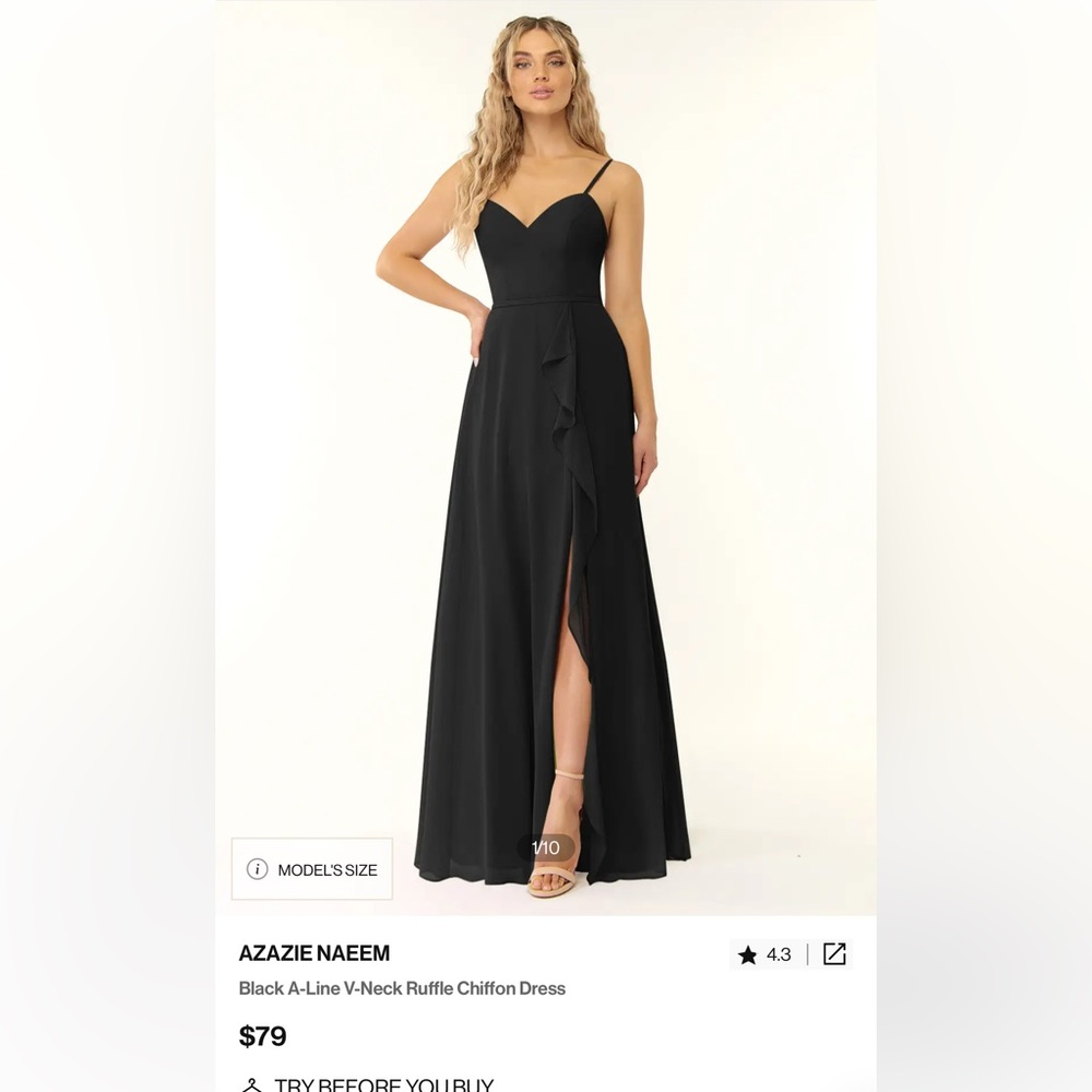 Azazie Naeem black bridesmaid dress size A4